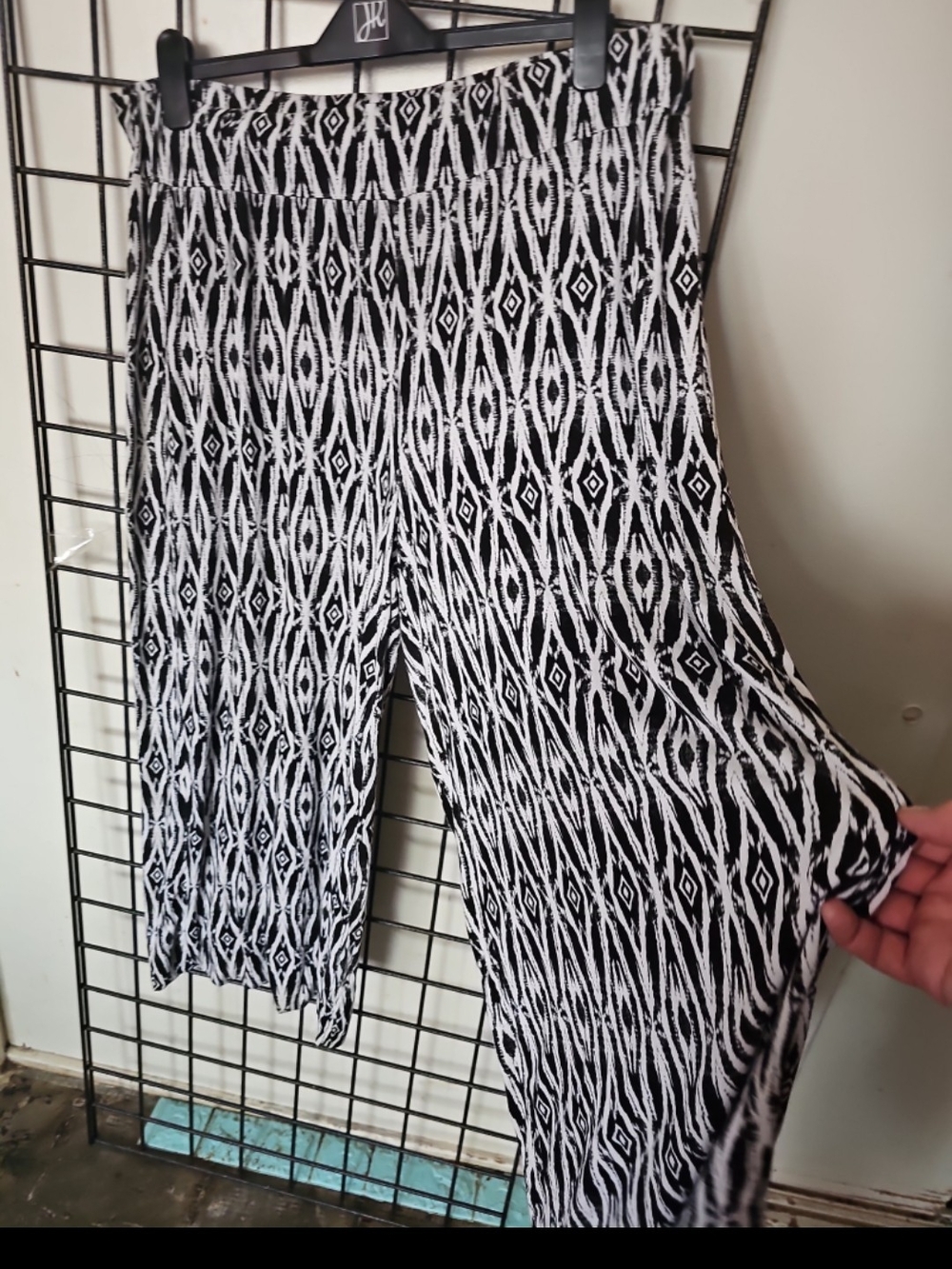 French Laundry Black and White Geometric Boot Cut Pants